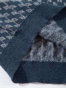 Men's Casual Retro Jacquard Crew Neck Long Sleeve Knit Sweater, Autumn/Winter, European/American/Asian Style