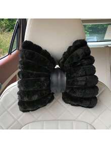 1 pièce/2pcs Oreiller d'appui-tête de voiture, Oreiller de cou confortable et chaud en peluche d'hiver, Oreiller d'appui-tête et lombaire de couleur unie minimaliste, Accessoires de voiture, Oreiller de voiture - Blanc - Voir 10