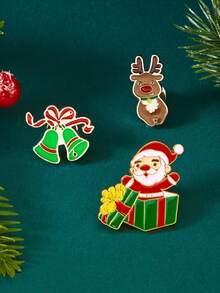 Bộ 3 món quà Giáng sinh hình ông già Noel hoạt hình, ghim cài áo huy hiệu phụ kiện trang trí cho quần áo, túi xách, khăn quàng cổ, phù hợp làm trang sức cho phụ nữ, trang phục hàng ngày và ngày lễ - Nhiều màu - Xem 18