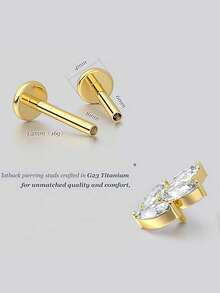 2pcs 16G G23 Titanium Tragus Conch Helix Piercing Jewelry Internally Threaded Flat Back Cartilage Earrings Forward Helix Earrings Medusa Labret Piercing Jewelry For Women Men Gold 6MM 8MM - Lip Stud - View 5