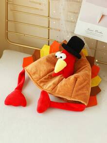 1pc Thanksgiving Turkey Hat- Novelty Lightweight Polyester Knit Hat With Camouflage Pattern & Animal Theme, Christmas Turkey Plush Running Hat, Holiday Party Supplies,Machine Washable, Suitable For Thanksgiving Dress Up Parties, Thanksgiving Decorations, Role Playing, Carnivals, Suitable For Women And Men