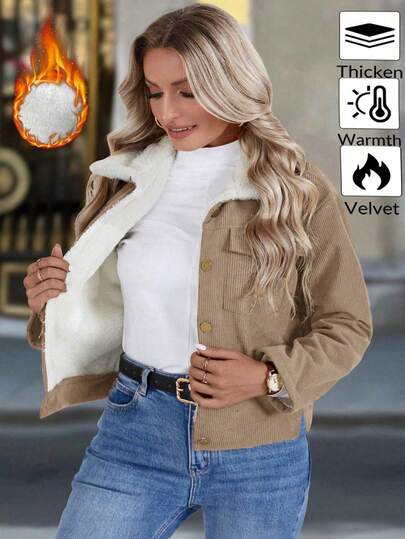 Plus Size Women Casual Short Jacket, Autumn/Winter