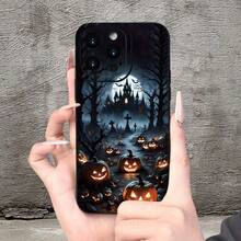 Halloween Theme Pumpkin Castle Pattern Simple Unique Fashion Fun Pretty  Men And Women Pretty Men And Beautiful Women Matte Texture Phone Case For IPhone 15 14 13 12 11 XS XR X 7 8 Plus Pro Max Mini (Send To Friends, Family, Boyfriend, Girlfriend) - Blanco antiguo - Ver 11