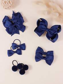 63 pièces Ensemble d'accessoires pour cheveux ton bleu pour enfants et adolescents, comprenant des bandeaux, pinces à cheveux, élastiques - convient pour un usage quotidien