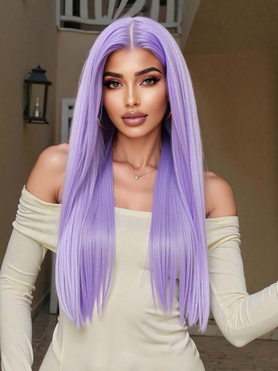 13*3.5 HD Former Lace Long Straight Hair Wig Multicolor 22-Inch Female Wig Synthetic Heat-Resistant Wig Perfect For Elegance And Naturalness For Holiday Travel Parties Cosplay Music Festivals Everyday Gifts Ready To Wear,The Perfect Holiday Gift For Girls, A Halloween Wig