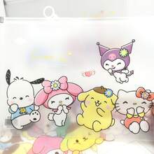 Sanrio 4 buc Sanrio Cartoon A4 Pungi pentru documente, Geantă din PVC cu închidere rapidă Hello Kitty, Kulomi, Dosar cu închidere cu nasture My Melody, Geantă de papetărie, Organizator de documente, Geantă transparentă cu fermoar, Depozitare hârtie de examen, Cadouri, Rechizite de birou, Cadouri mici pentru întoarcerea la școală, Potrivite pentru sezonul școlar