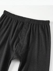 Set de lenjerie termică pentru bărbați, 2 buc., bluză cu mânecă lungă + pantaloni, guler rotund, toamnă/iarnă - Gri inchis - Vizualizare 6