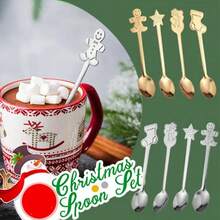 4/8/12pcs Creative Christmas Stainless Steel Coffee/Tea/Soup Spoons, 12.7cm,Christmas Decor,Partyfavor,Food Catering For Christmas