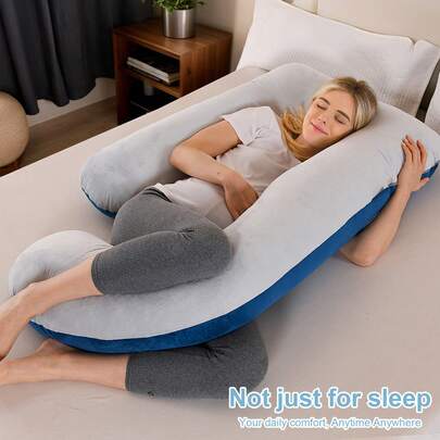 Pregnancy Pillow For Women Sleeping, 110*60*15cm Maternity Pillow For Pregnant Women, J Shape Comfort Velvet Maternity & Body Pillow, Nursing, Support Full Body Pillow, Breastfeeding Pillow Nursing Pillow For Pregnant Side Sleeper Pillow,Support Hips, Leg, Back For Pregnant  Pregnancy Pillow With Removable Washable