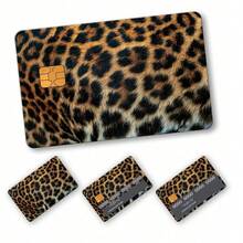 1 pieza Pegatina realista de tarjeta de crédito con estampado de leopardo, pegatina DIY de alta gama, mismo estilo que las blogueras de maquillaje, imprescindible para los amantes del estampado de leopardo, decora la tarjeta de transporte, la tarjeta universitaria, la tarjeta de crédito