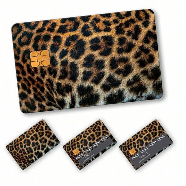 1pc Realistic Leopard Print Credit Card Sticker, High-End DIY Sticker, Makeup Blogger Same Style, Must-Have For Leopard Print Lovers, Decorate Transportation Card, Campus Card, Credit Card