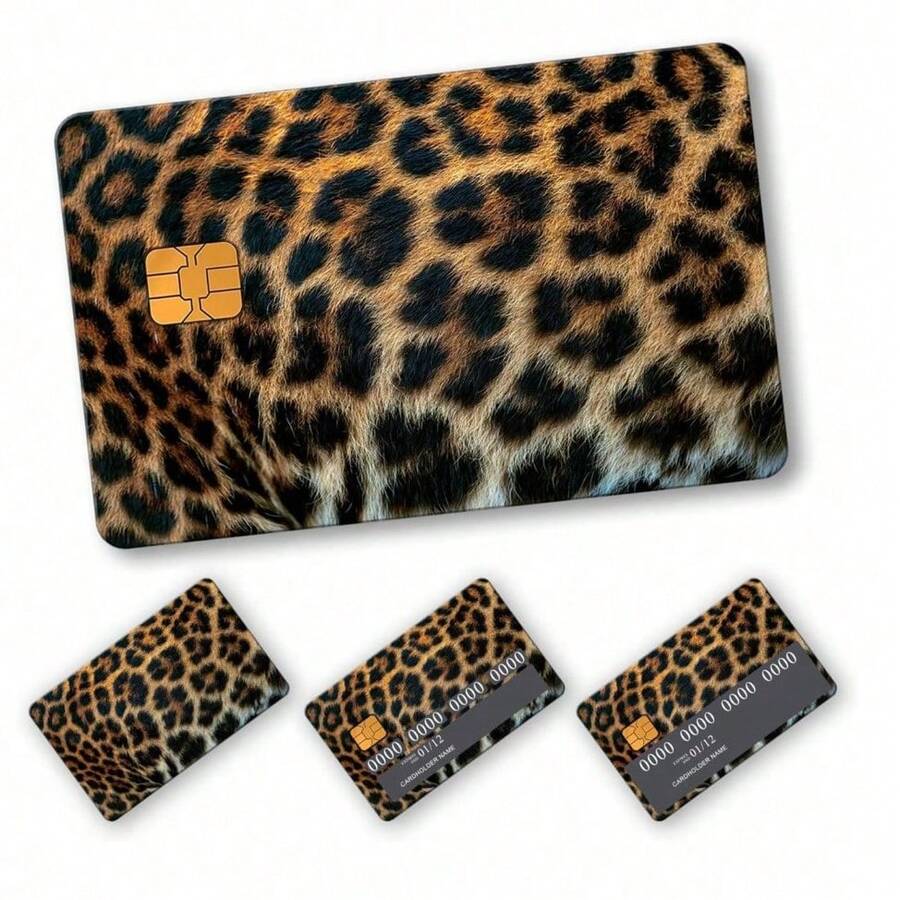 1 pieza Pegatina realista de tarjeta de crédito con estampado de leopardo, pegatina DIY de alta gama, mismo estilo que las blogueras de maquillaje, imprescindible para los amantes del estampado de leopardo, decora la tarjeta de transporte, la tarjeta universitaria, la tarjeta de crédito