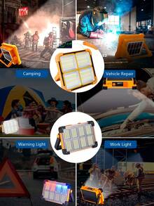1PC Portable Outdoor Solar Light Camping Light 144/264 LED Safety Lighting Night Light, 1000LUM Outdoor Solar Courtyard Wall Light Outdoor Safety Lighting Work Light, Camping Fishing Spotlight Ground Light, 18650 Lithium Battery Rechargeable High Power Camping Light, 4/5 Lighting Modes Free Selection, USB Rechargeable,