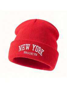 1 件儿童字母刺绣针织帽，时尚百搭男童女童户外保暖帽，适合秋冬季 - 1PC - 查看 33