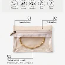 1/Travel Jewelry Bag, Transparent Zipper Pocket, Necklace. Bracelet. Earrings. Earrings. Watch Storage Bag, Jewelry Storage Bag Travel Women's Storage Box Girl Gift - 杏色 - 查看 5