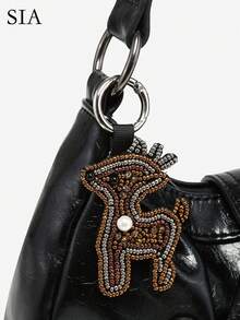 1 geantă de umăr/subraț pentru femei, model vintage Resort Ocean, lucrată manual, cu nucă de cocos, viață marină, imprimeu leopard, cu decor de animale cu mărgele, potrivită pentru întâlniri, ieșiri, vacanțe