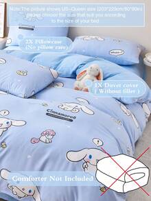 Juego de ropa de cama de 2/3 piezas con estampado lindo de Sanrio - Hello Kitty/Kuromi/Cinnamoroll/Pochacco (1 funda nórdica + 1/2 fundas de almohada, sin relleno) Tamaño completo de dibujos animados, suave y cómodo, adecuado para dormitorio, estudiante, hogar, hotel, todas las estaciones, con cierre de cremallera y funda de almohada, multicolor, juego de ropa de cama extra grande, funda nórdica extra grande