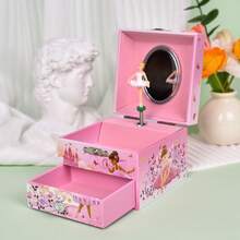 1pc,Square-Shaped,Musical Jewelry Box,Wood,Gift For Girls,Birthday Gift,Decor, Storage,Melody,Stylish & Practical - Goldilocks 2 Square - View 8