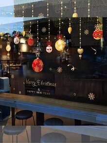 1 Set Christmas Window Stickers, Static Stickers, Christmas Ball Waterproof Plastic Holiday Decorations, Snowflake And Holiday Hanging Decorations For Glass Surface, Suitable For Shops And Homes - Perfect For Holiday Decoration