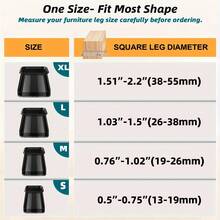 8/24 piezas Protectores de piso cuadrados para patas de silla, deslizadores de muebles de fieltro gris avanzado, fundas para patas de silla negras, duraderos y reforzados para una mayor protección de pisos de madera dura, reducción de ruido, sin rasguños