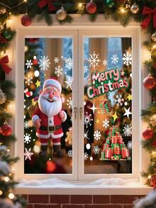 1 set autocolante de Crăciun pentru fereastră, autocolante detașabile statice pentru ferestre, decorațiuni de Crăciun pentru petreceri de sărbători în interior, decor pentru casă, decor pentru ferestre, decorațiuni de Crăciun, diverse stiluri