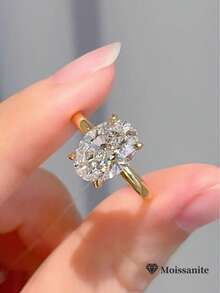 1 Stück modischer minimalistischer 925er Silber Ring mit 2,5 Karat ovalem Moissanit, geeignet für Frauen Hochzeit, Verlobung, Party, Alltag, Herbst/Winter, Valentinstag Geschenk