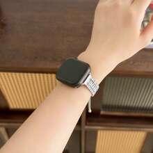 1pc Women's Girl's Square Diamond Metal Watch Bracelet Strap Compatible With Apple Watch Band 38mm 40mm 41mm 42mm 44mm 46mm 45mm 49mm Compatible With Iwatch Series Ultra 3 2 1SE 10 9 8 7 6 5 4 3 2 1 Apple Watch Accessories(Without Watch))