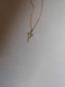 GAGAFEEL 1件S925纯银镀层优雅精致钥匙吊坠项链，女士珠宝礼品 - 金色 - 查看 4