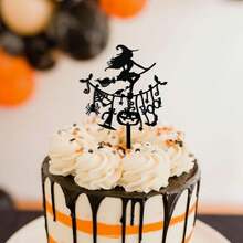 8pcs Halloween Cake Topper Acrylic Pumpkin Bat Ghost Decor Halloween Birthday Party Decor Supplies - Multicolor - View 3