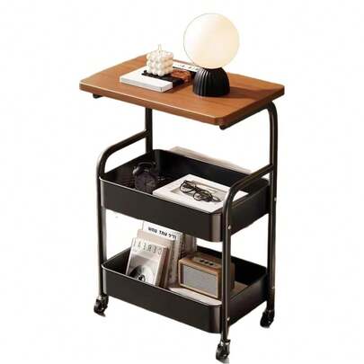 Techigher Rolling Cart With Table Top,3 Tier Metal Utility Cart,Rolling Storage Cart With Lockable Wheels For Kitchen Bedroom Office Living Room