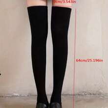 Simple Solid Thigh Socks, College Style Full Match Knee Socks, Women's Stockings And Socks - 灰色 - 查看 6