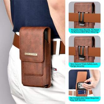 Vertical Universal 7.0-Inch Belt Waist Bag PU Crazy Horse Leather Back Clip Phone Bag Belt Holder With Card Slot For Outdoor Sports Leisure