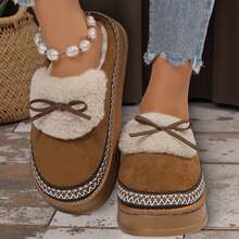 Womens Slippers Winter - Thick Flat Suede Shearling Shoes: Warm & Comfy Snow Shoes With Thick Soles, Short Boots Casual For Women - Lạc đà 1 - Xem 7