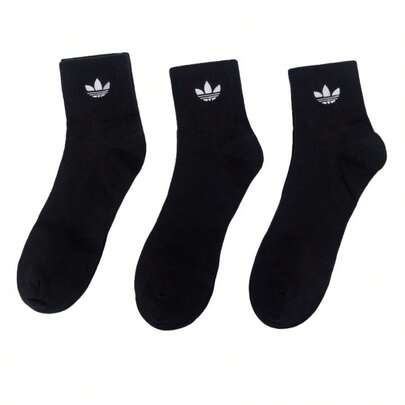 Adidas 3 双踝袜，舒适休闲袜，简约设计训练袜，适合健身和运动