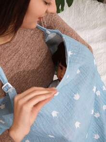 1 件 Oeko-Tex 认证孕妇哺乳上衣，海军蓝皱棉上印皇冠图案，透气柔软亲肤 - 彩色 - 查看 7