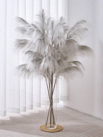 1pc/2PCS 51" Tall Faux Pampas Grass Decor - Premium Fluffy Artificial Pompous Grass Branches With Real Touch Texture - Extra Large Floor Vase Filler For Boho Wedding Arch Backdrop, Living Room Corner, Bedroom, Office Decor - UV Resistant All Weather Indoor Outdoor Plant ForKitchen Home Wedding Boho Decoration,Fall Decor,Autumn