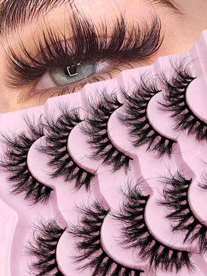 5 Pairs Dramatic Look Lashes Reusable Crossed Fluffy Soft Makeup For Cosplay And Stage, Dramatic Eye Look, Easy Application For Beginners