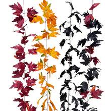 1pc 78.74 Inch Artificial Silk Maple Leaf Vine Autumn Outdoor Maple Leaf Decor, Wedding Bouquet, Dining Table Centerpiece, Thanksgiving Black Maple Leaf Decor Home Decor Halloween Room Decor Halloween Decor