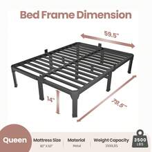 MAF 14 Inch Twin Size Bed Frame With Mattress Slide Stopper - Single Black Basic Anti Squeak Steel Slats Metal Platform, Heavy Duty Noise Free Easy Assembly Bedframes, No Box Spring Needed - 14寸 - 查看 6