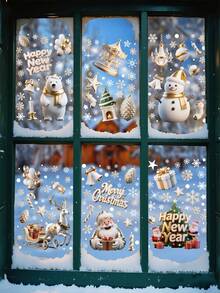 1 set autocolante de Crăciun pentru fereastră, autocolante detașabile statice pentru ferestre, decorațiuni de Crăciun pentru petreceri de sărbători în interior, decor pentru casă, decor pentru ferestre, decorațiuni de Crăciun, diverse stiluri