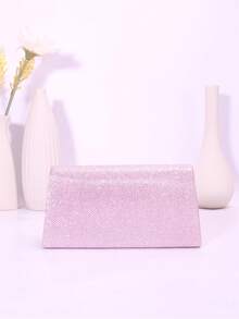 女士优雅时尚迷你简约斜挎手拿包，粉色 - 粉色 - 查看 4