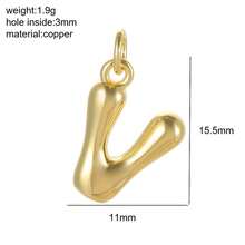 1 pieza Colgante con inicial de cobre, colgante de letra de globo DIY para hacer joyas, accesorio de colgante de letra elegante, adecuado para combinar a diario, gran regalo para el Día de Acción de Gracias, Navidad