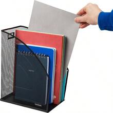 Mind Reader Vertical File Storage Desktop Organizer Workspace Office Metal Mesh 6.25L x 10W x 12.5H Set of 2 Black - Negro - Ver 6