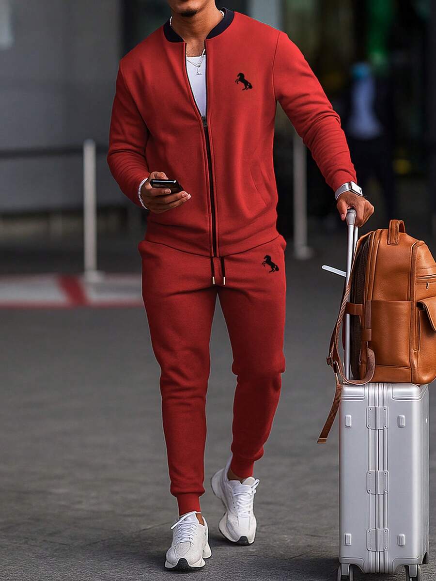 Completo giacca e pantaloni casual da uomo per sport all'aperto, autunno/inverno