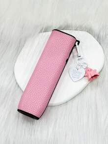 1个纯色PU皮革IQOS ILUMA ONE保护套，带挂绳，适合春、夏、秋、冬四季，电子烟挂饰，礼品 - 粉紅萬聖節款 - 查看 2