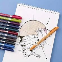 12-Color Micron Graphics Scalable Pen - Ultra-Fine 0.5 Mm / 0.197 Inch Tip, Water-Resistant, Quick-Drying Ink, Easy To Hold - Suitable For Students And Artists