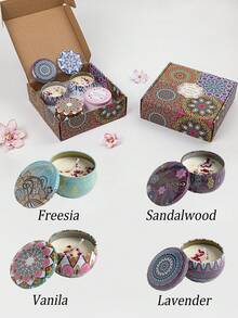 Zestaw świec zapachowych 1/4/8/12 szt., zestaw świec aromaterapeutycznych w kolorowym pudełku, wosk sojowy, wiele kombinacji zapachowych, przyjemny i intensywny zapach, bezdymny, 120 godzin palenia, na ślub, urodziny, festiwale, pamiątki ślubne, świece aromaterapeutyczne do domu, prezent świąteczny, prezent walentynkowy, dekoracja hotelu, wzór retro.