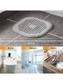 2/4pcs Square Silicone Drain Cover With Suction Cup, No Tools Required For Installation. Universal Type Suitable For Kitchen, Bathroom And Toilet. The Fine Holes Can Effectively Block Hair And Debris, An Essential Anti-Clogging Tool For Sinks And Floor Drains. - Multicolor - View 7