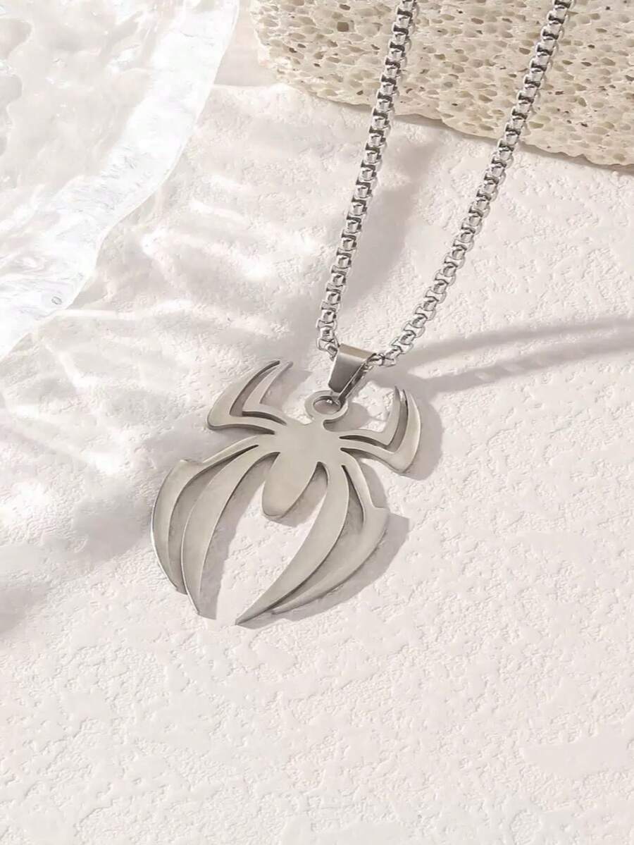 1pc Vintage Punk Spider Pendant Necklace, Fade-Resistant, Unisex ...