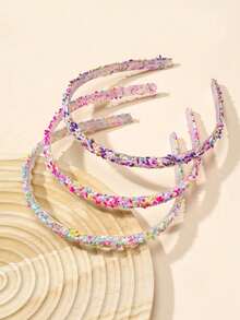 Set 3 Buah Bando Warna-warni Manis dan Berkilau untuk Anak Perempuan (Produk Ini Terbuat dari Plastik) - MultiWarna - View 8